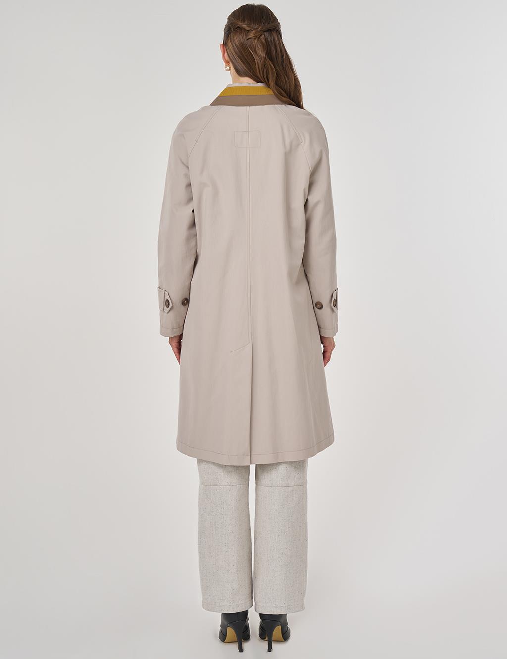 Apolet Detaylı Trençkot Taş