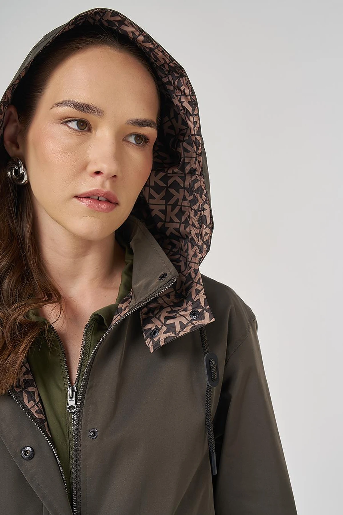 Drawstring Waist Trench Coat Khaki