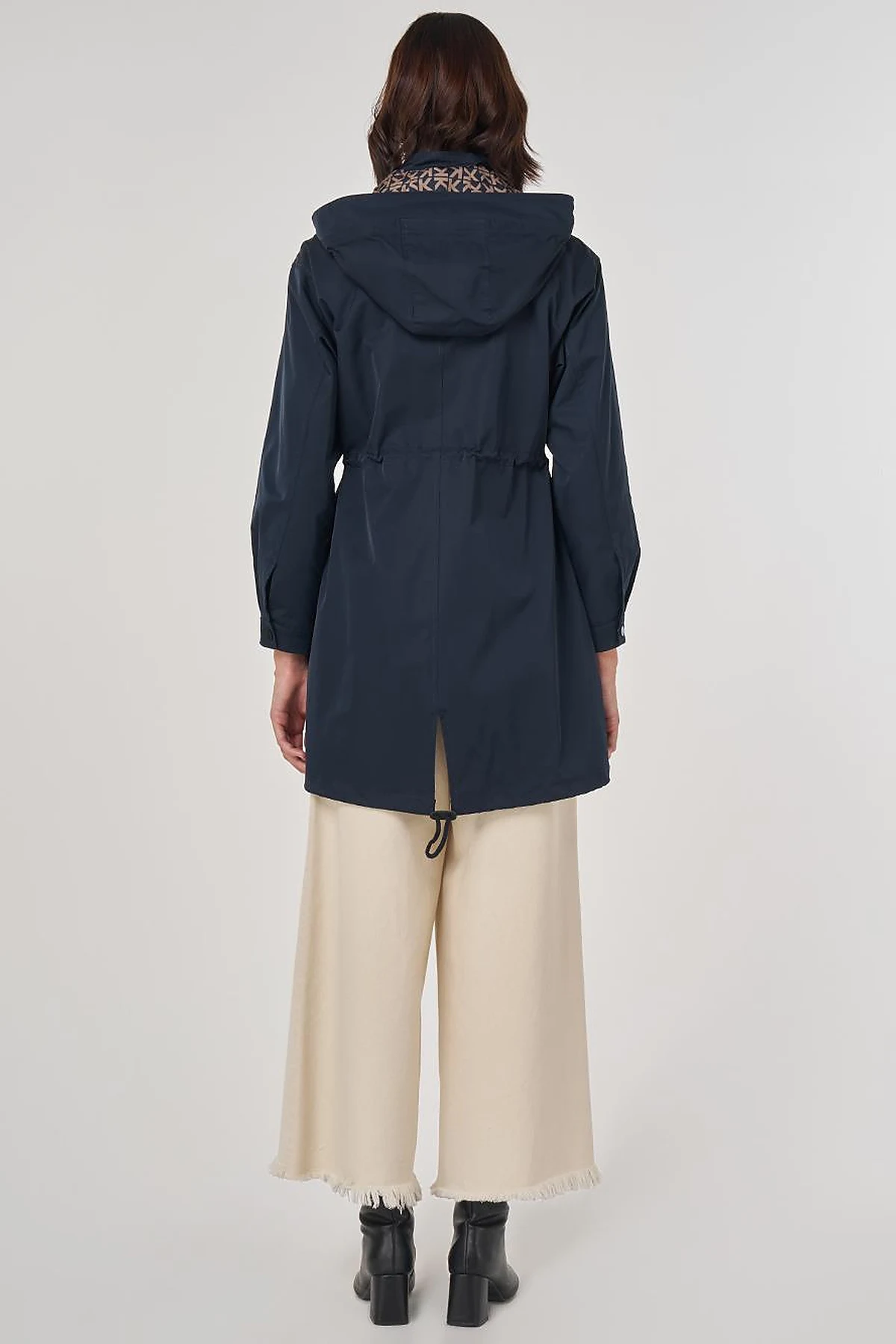 Drawstring Waist Trench Coat Navy