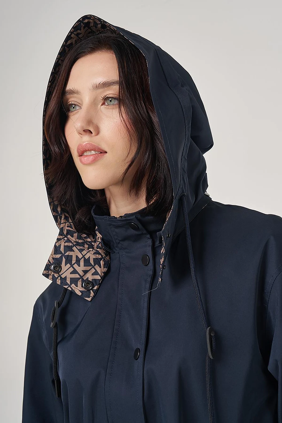 Drawstring Waist Trench Coat Navy