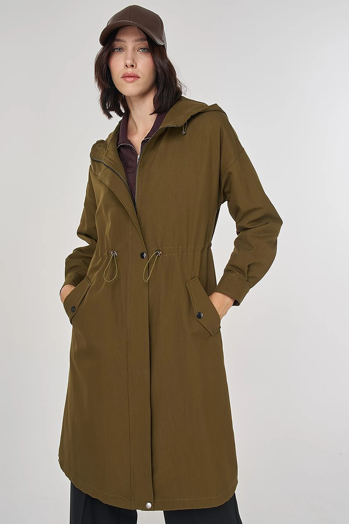 Drop Shoulder Trench Coat Khaki