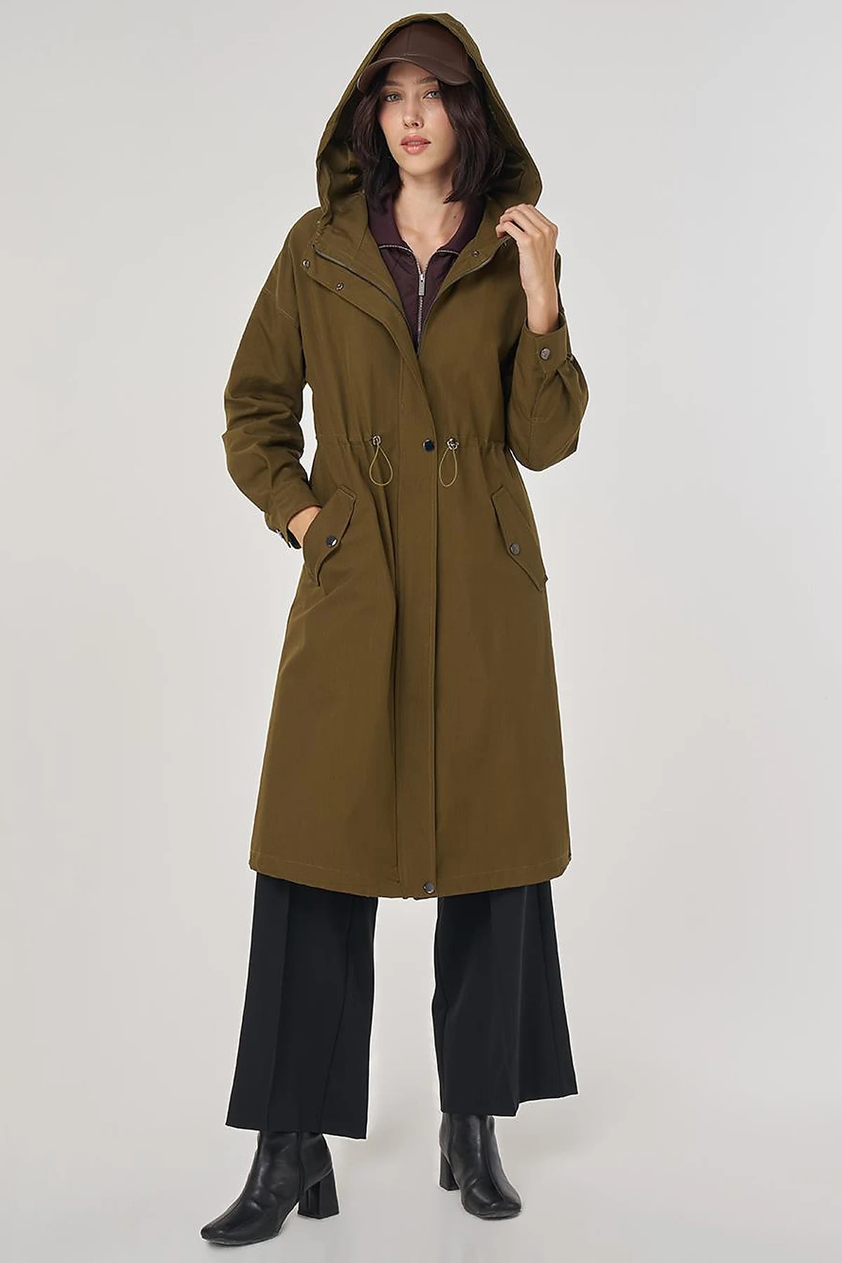 Drop Shoulder Trench Coat Khaki
