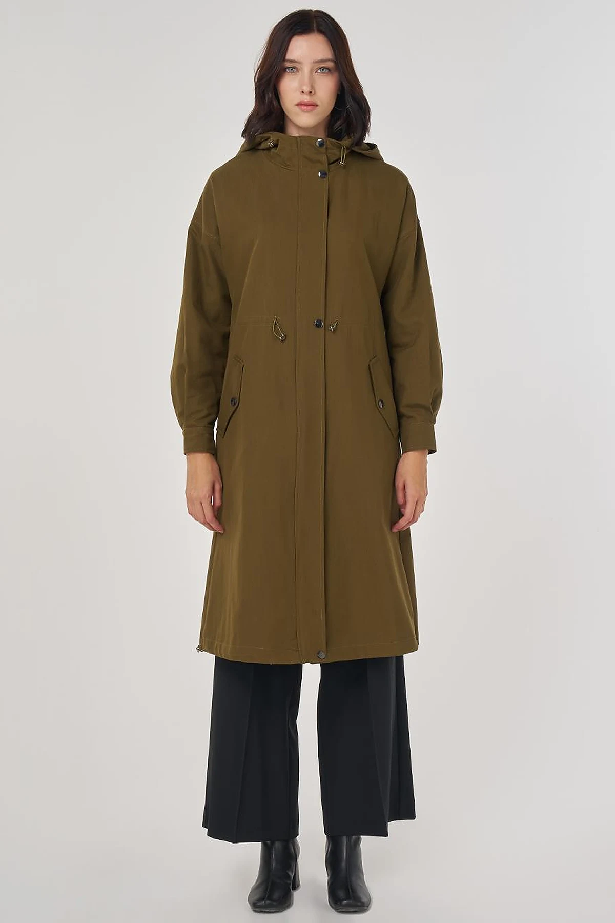Drop Shoulder Trench Coat Khaki