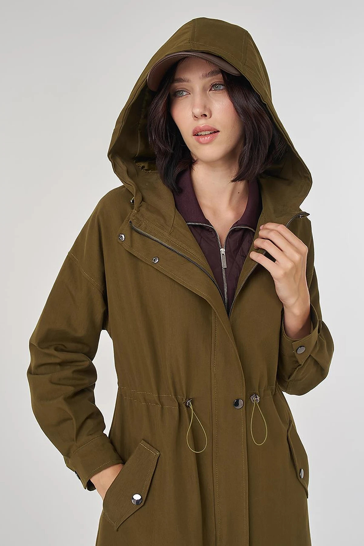 Drop Shoulder Trench Coat Khaki