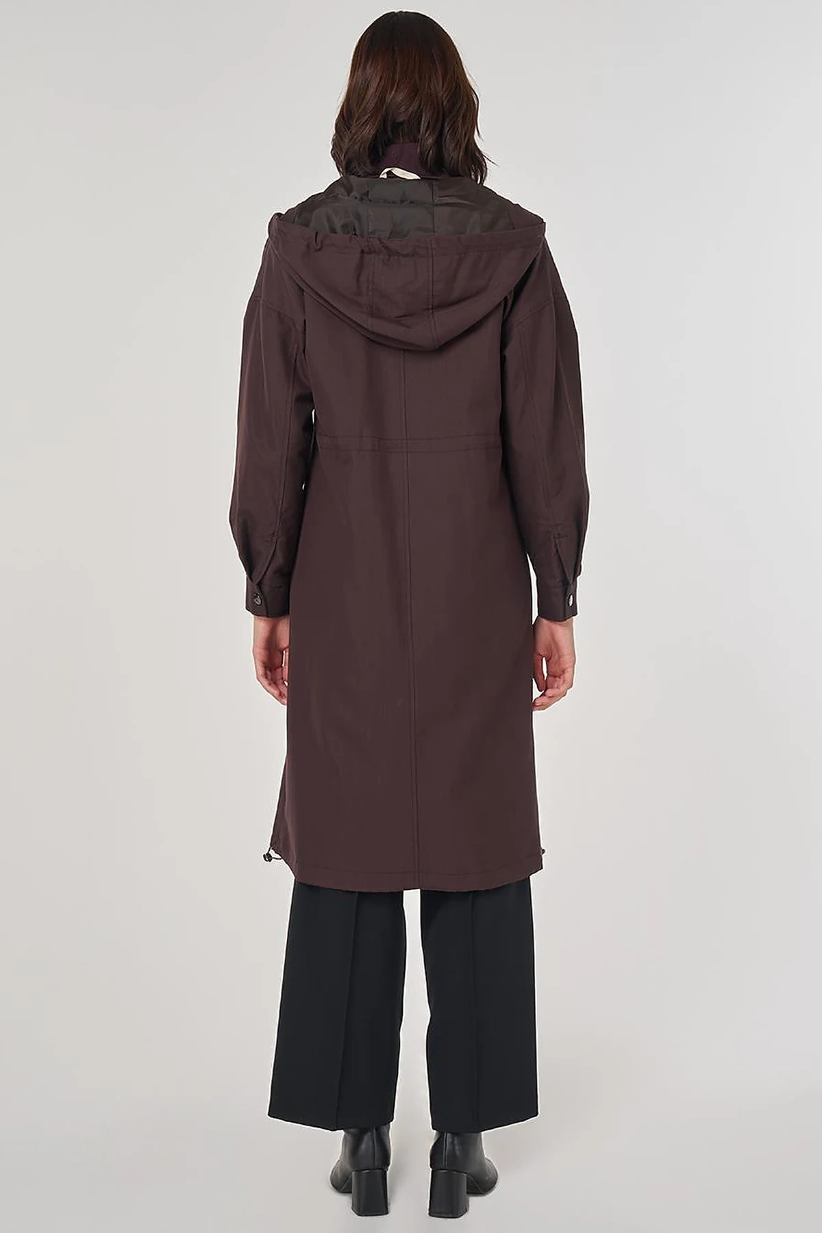 Drop Shoulder Trench Coat Dark Brown