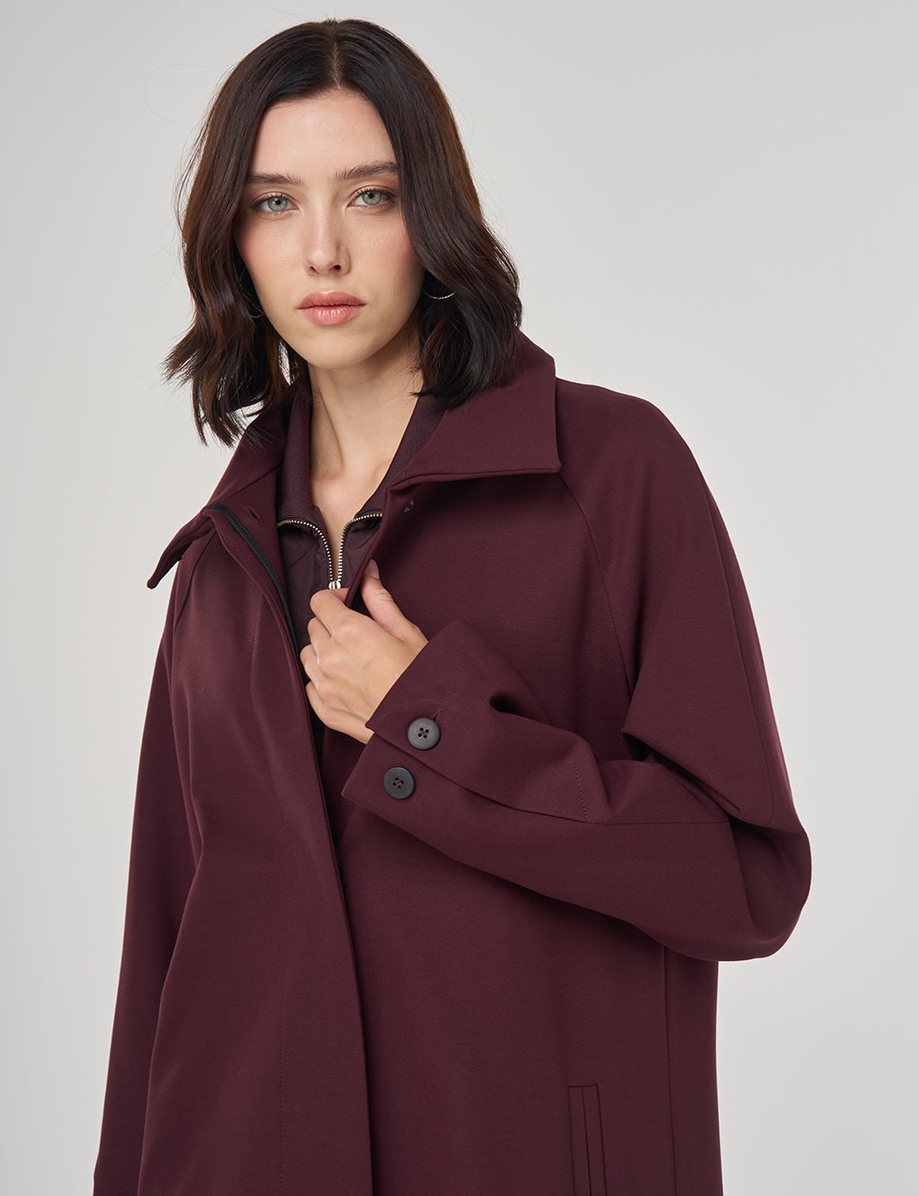 Dik Yaka Reglan Kol Kap Koyu Bordo
