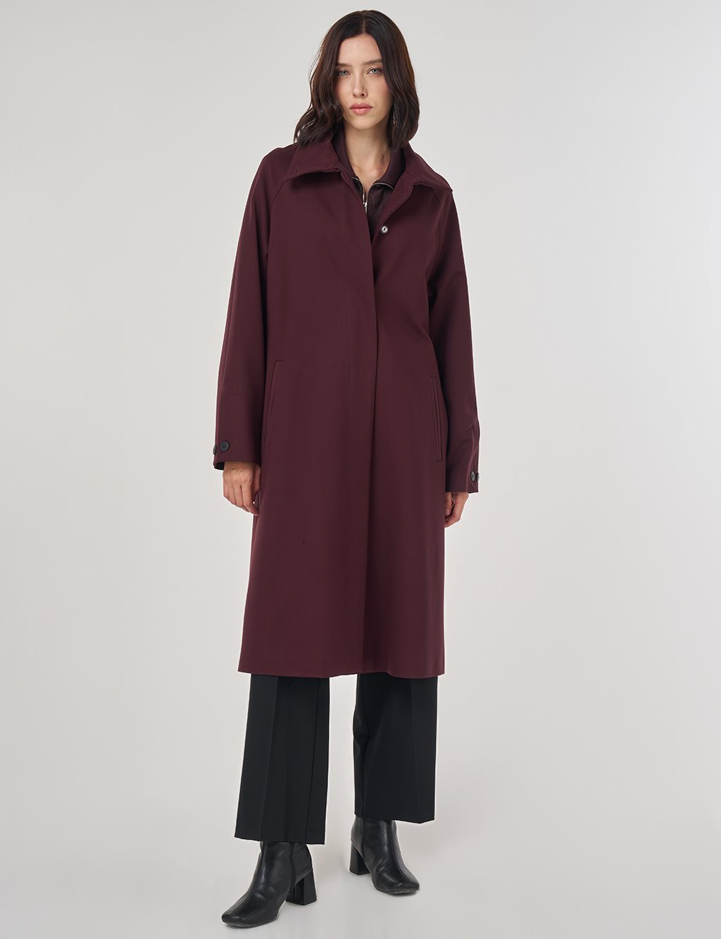 Dik Yaka Reglan Kol Kap Koyu Bordo