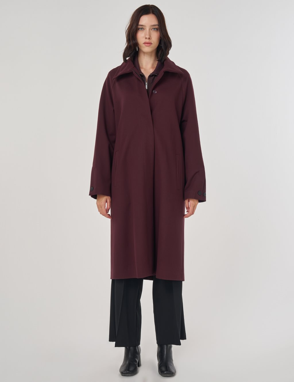 Dik Yaka Reglan Kol Kap Koyu Bordo