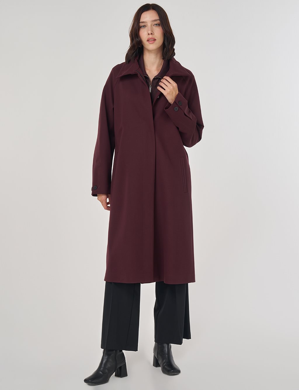 Dik Yaka Reglan Kol Kap Koyu Bordo