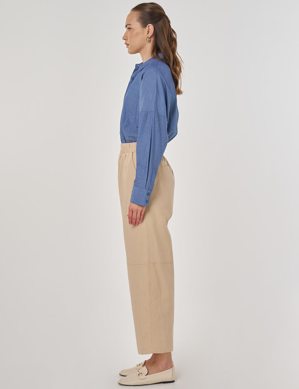 Relaxed-Fit Viscose Pants in Beige