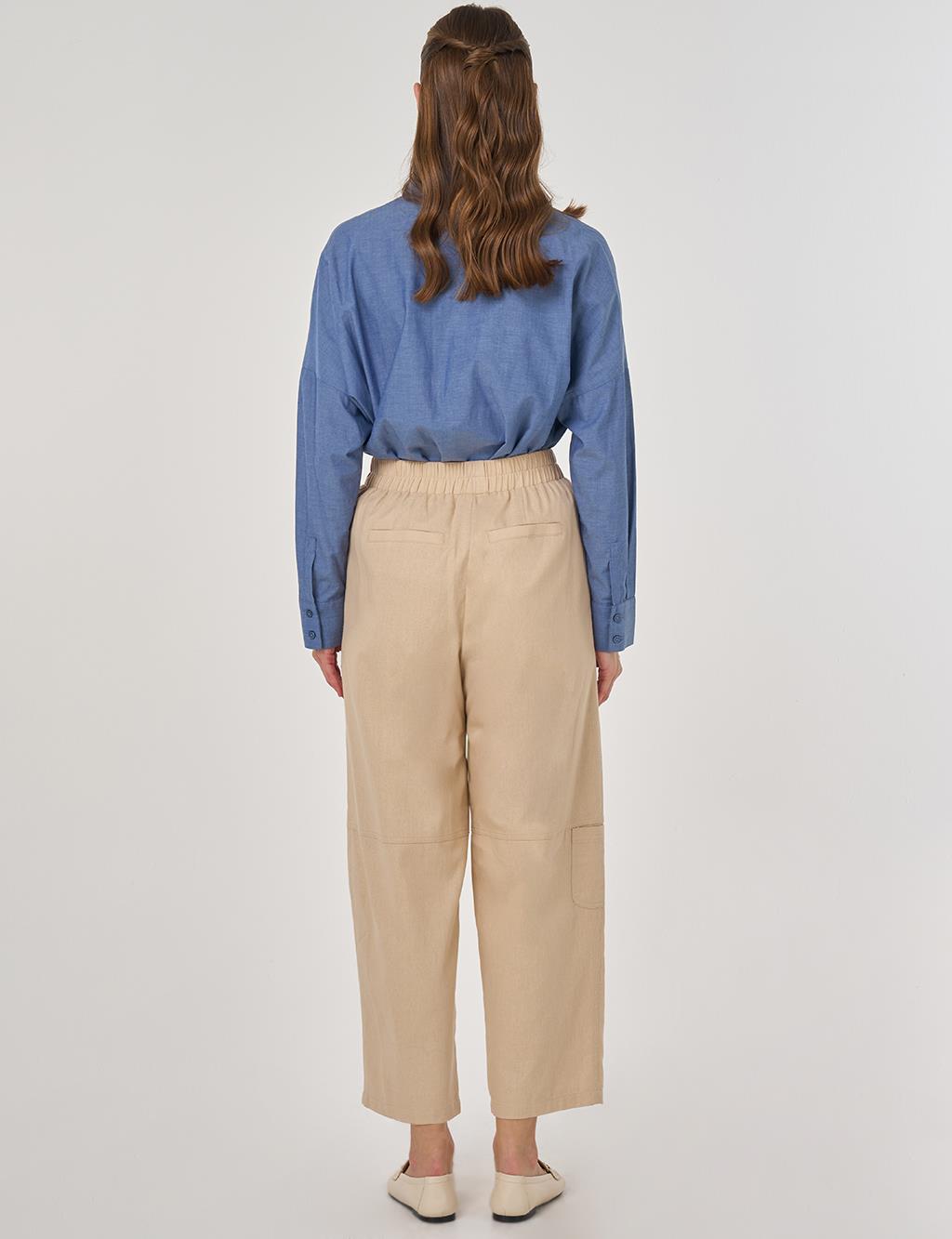 Relaxed-Fit Viscose Pants in Beige