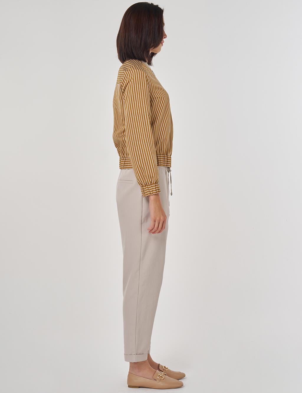 College Collar Viscose Blouse Mustard