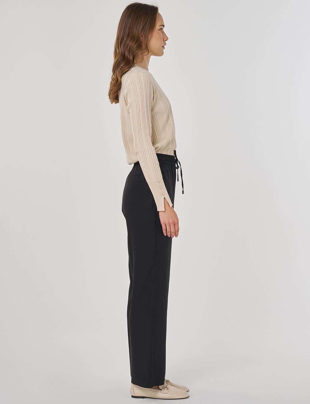 Çima Dikişli Pantolon Siyah 