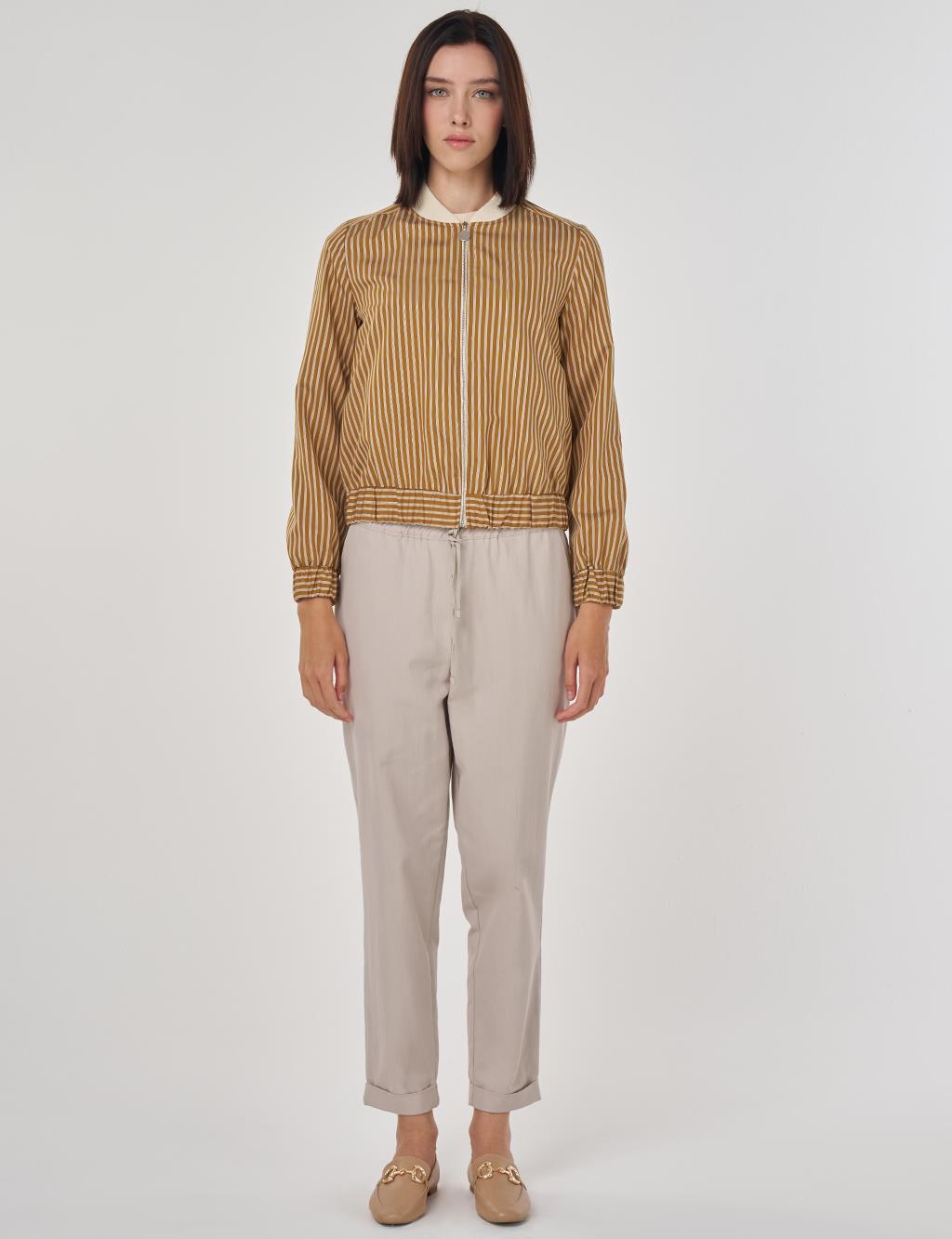 College Collar Viscose Blouse Mustard