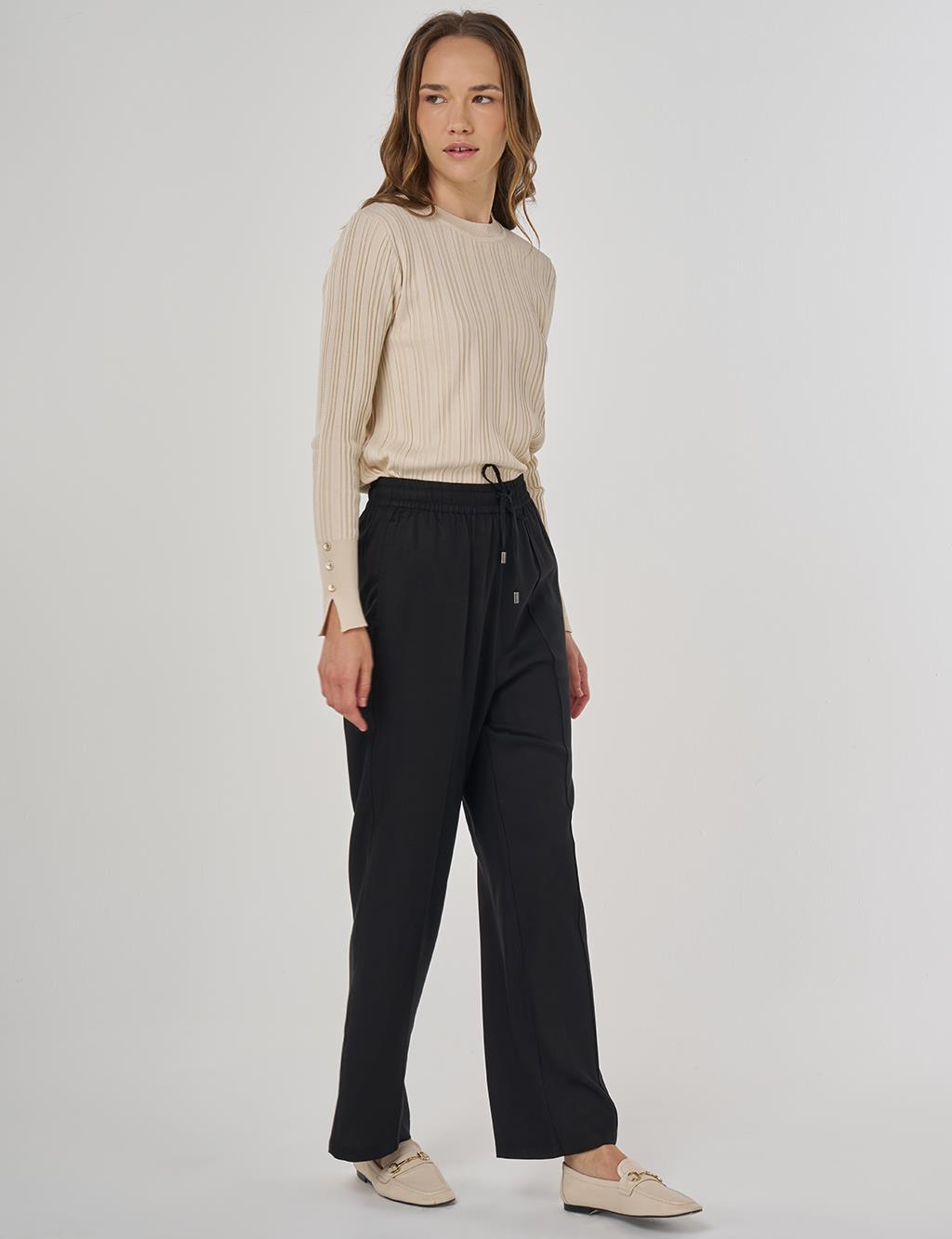 Çima Dikişli Pantolon Siyah 