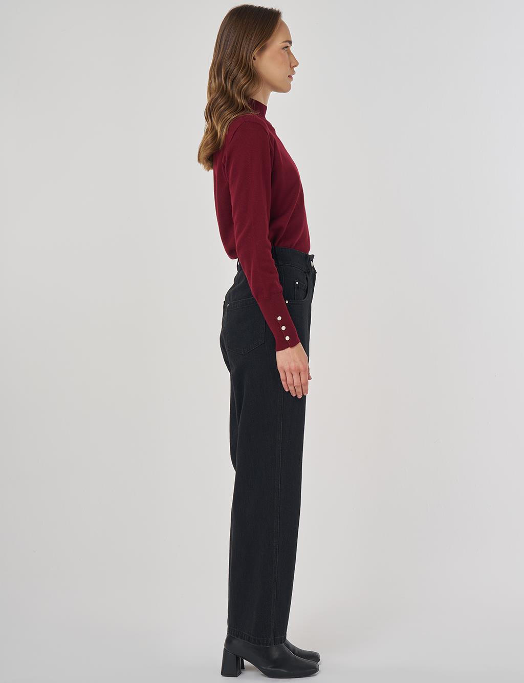 Straight Denim Pants Black