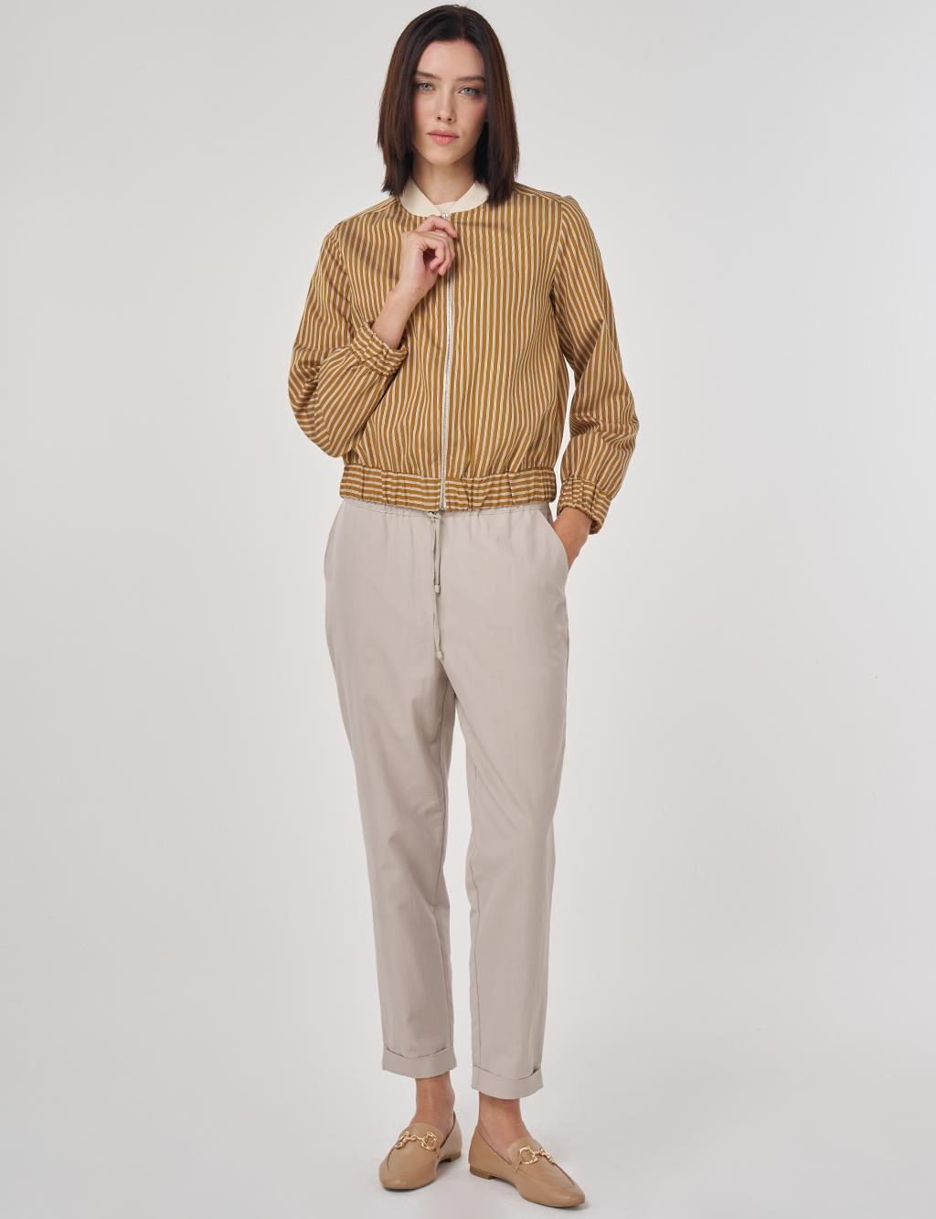 College Collar Viscose Blouse Mustard