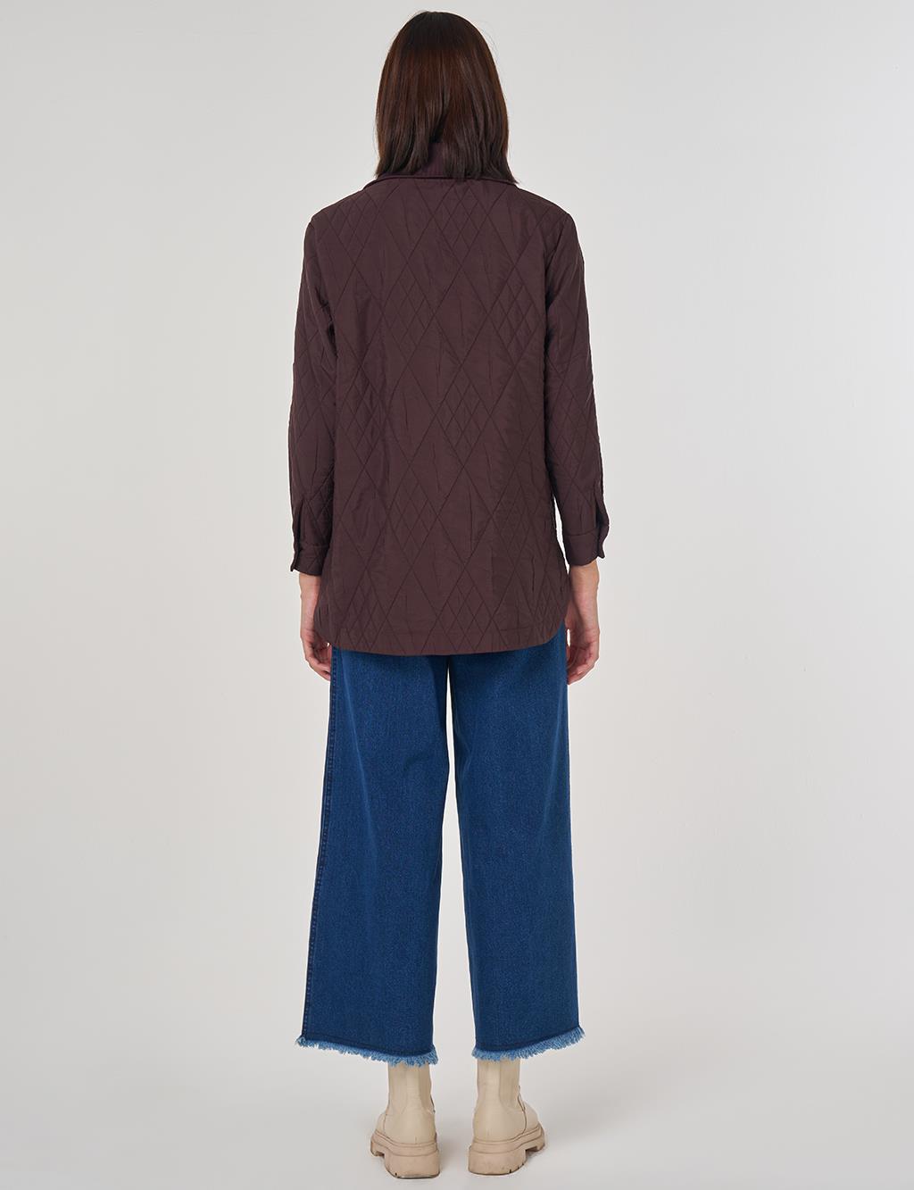 Geniş Yaka Kabartmalı Sweatshirt Koyu Bordo 