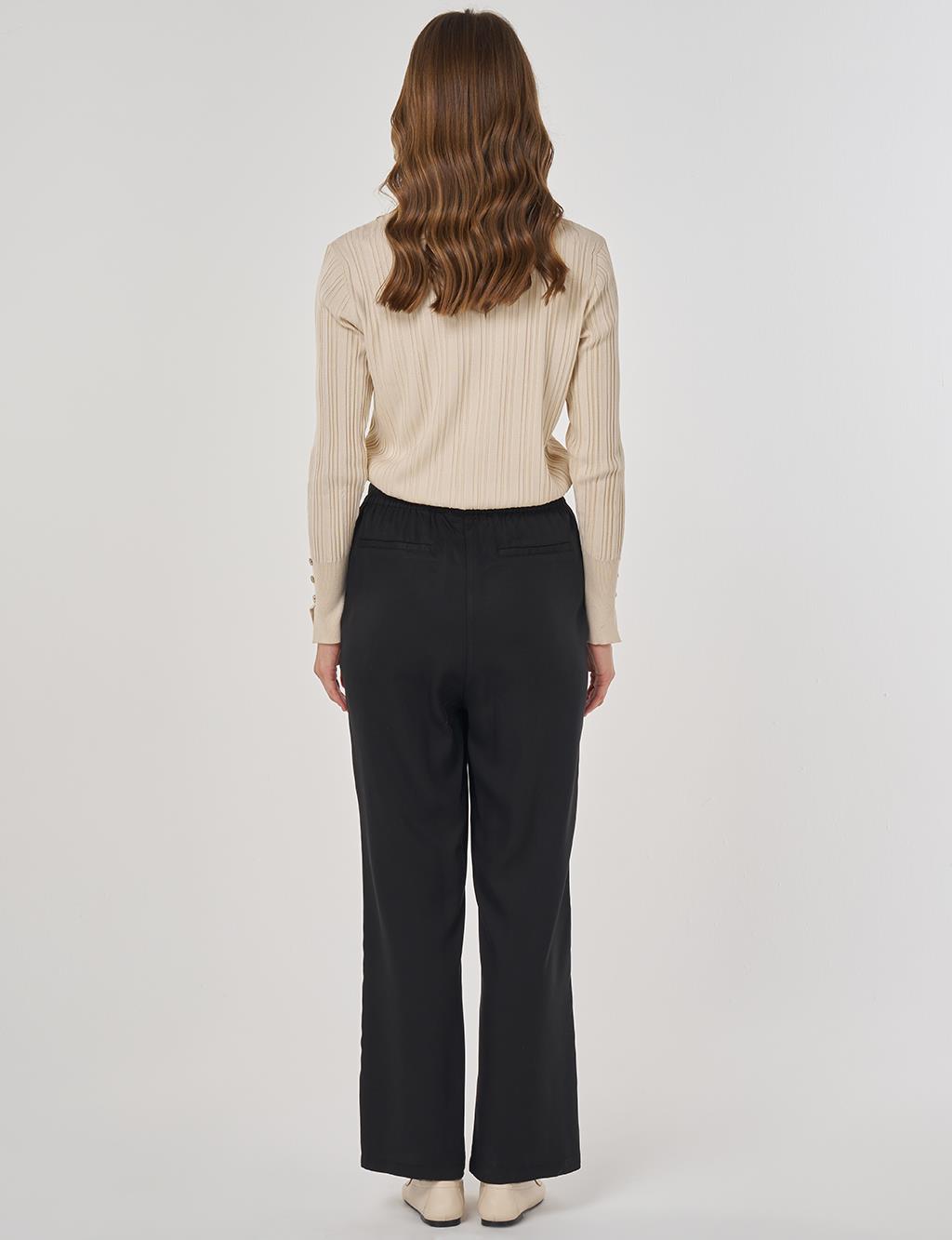 Çima Dikişli Pantolon Siyah 