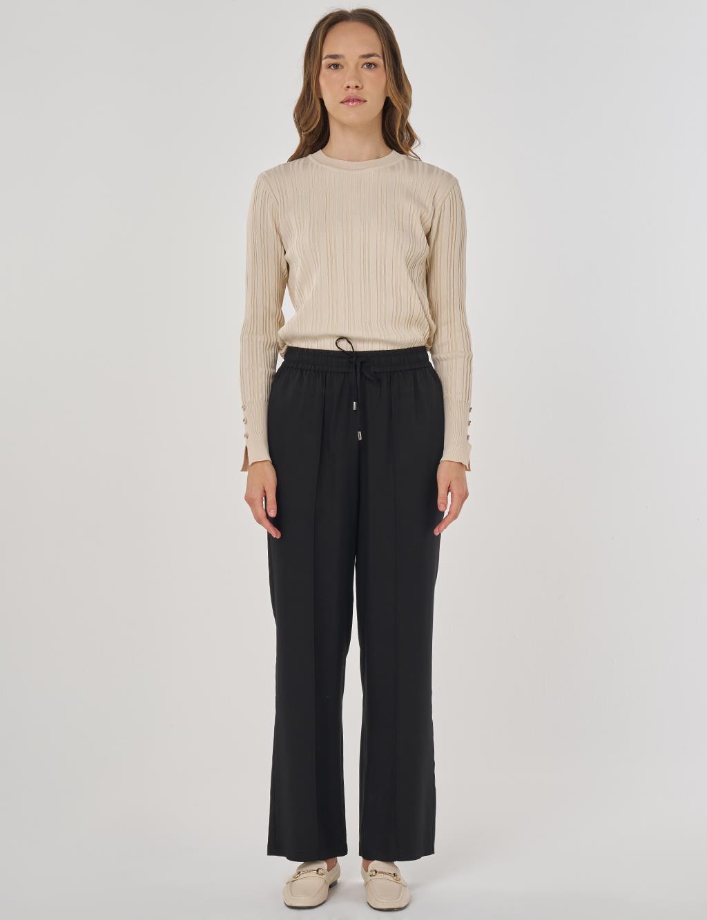 Çima Dikişli Pantolon Siyah 