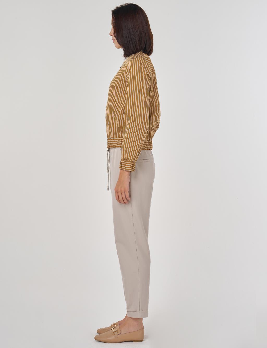 College Collar Viscose Blouse Mustard