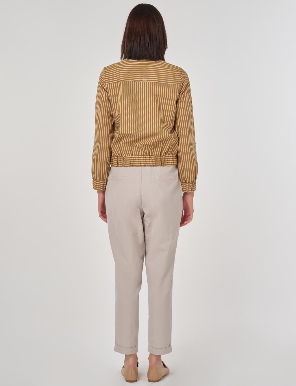 College Collar Viscose Blouse Mustard