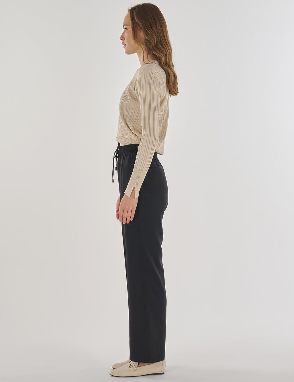 Çima Dikişli Pantolon Siyah 