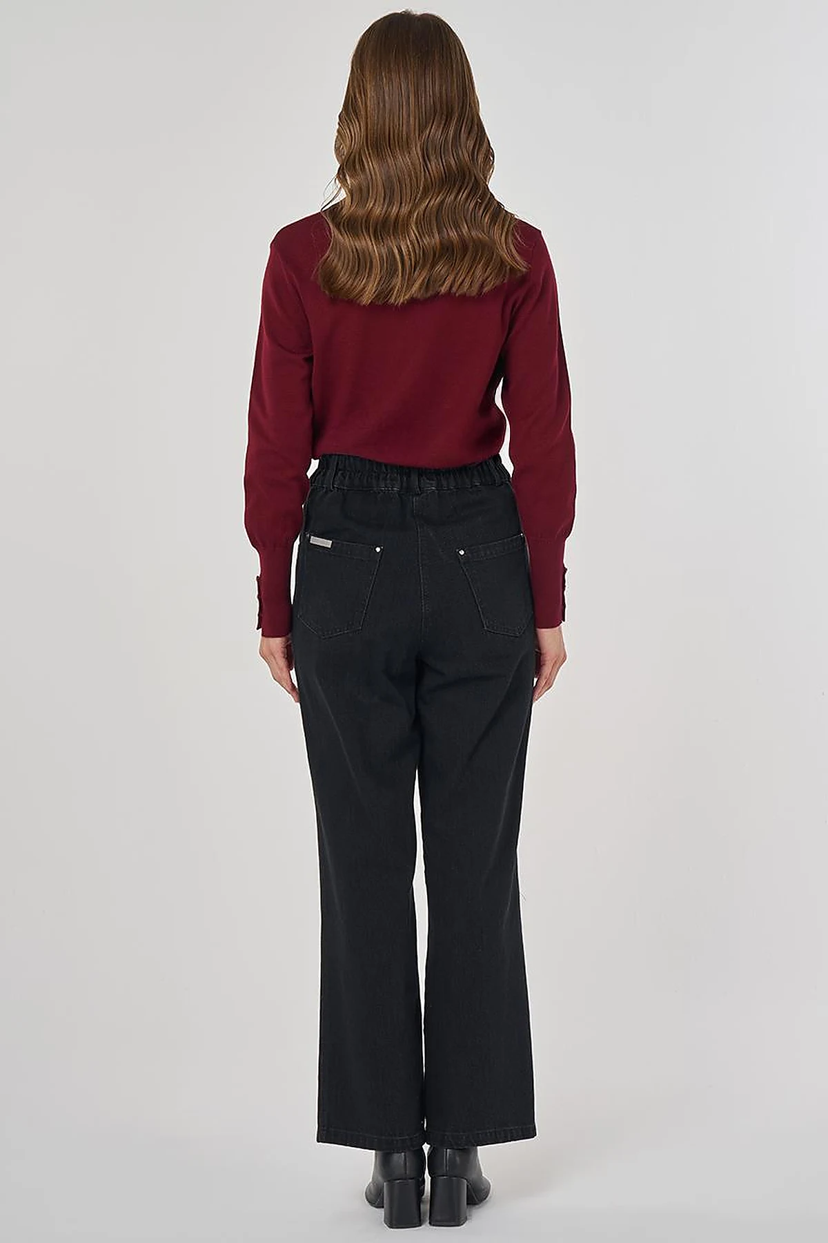 High-Waisted Denim Pants Black