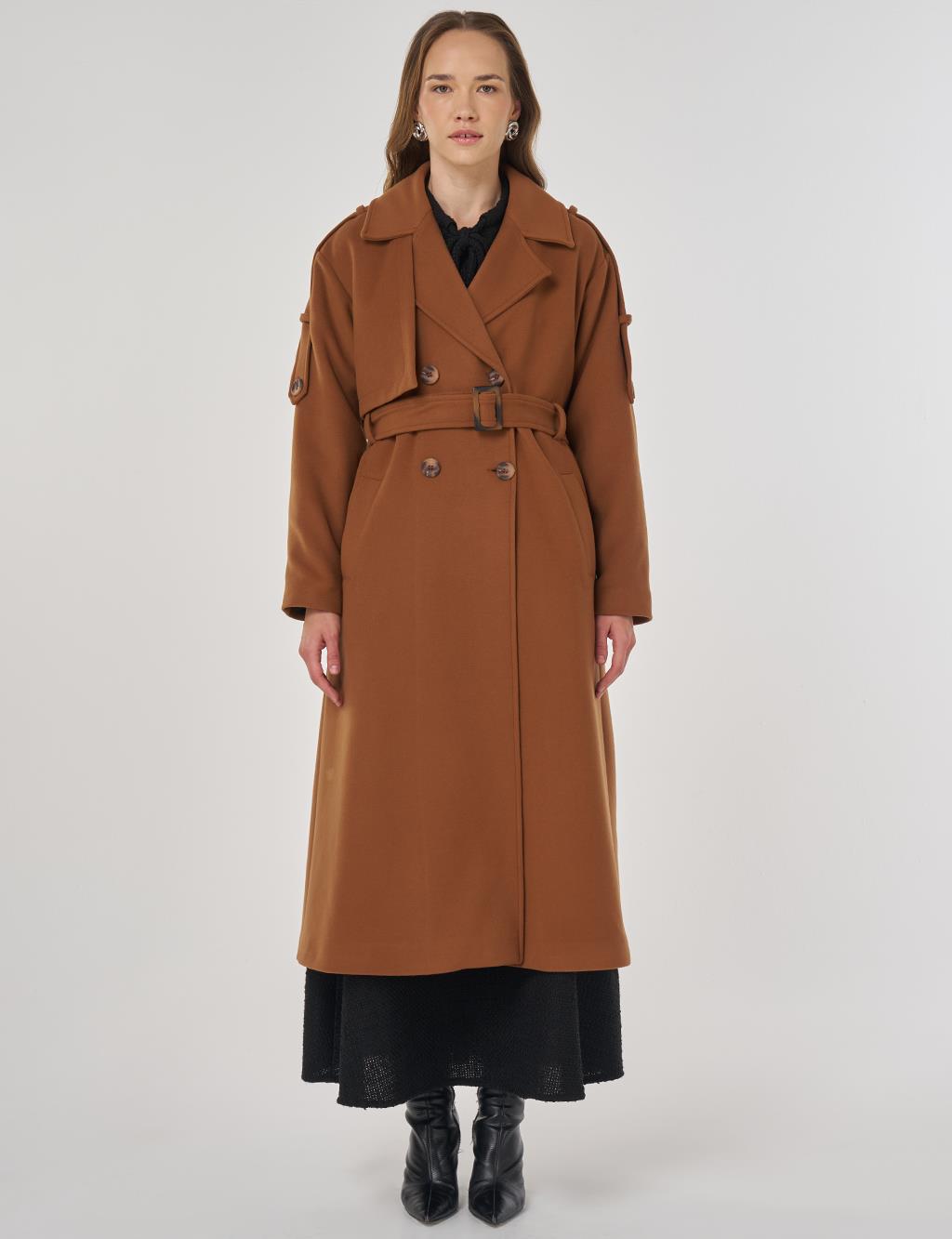 Belted Wool Coat Camel