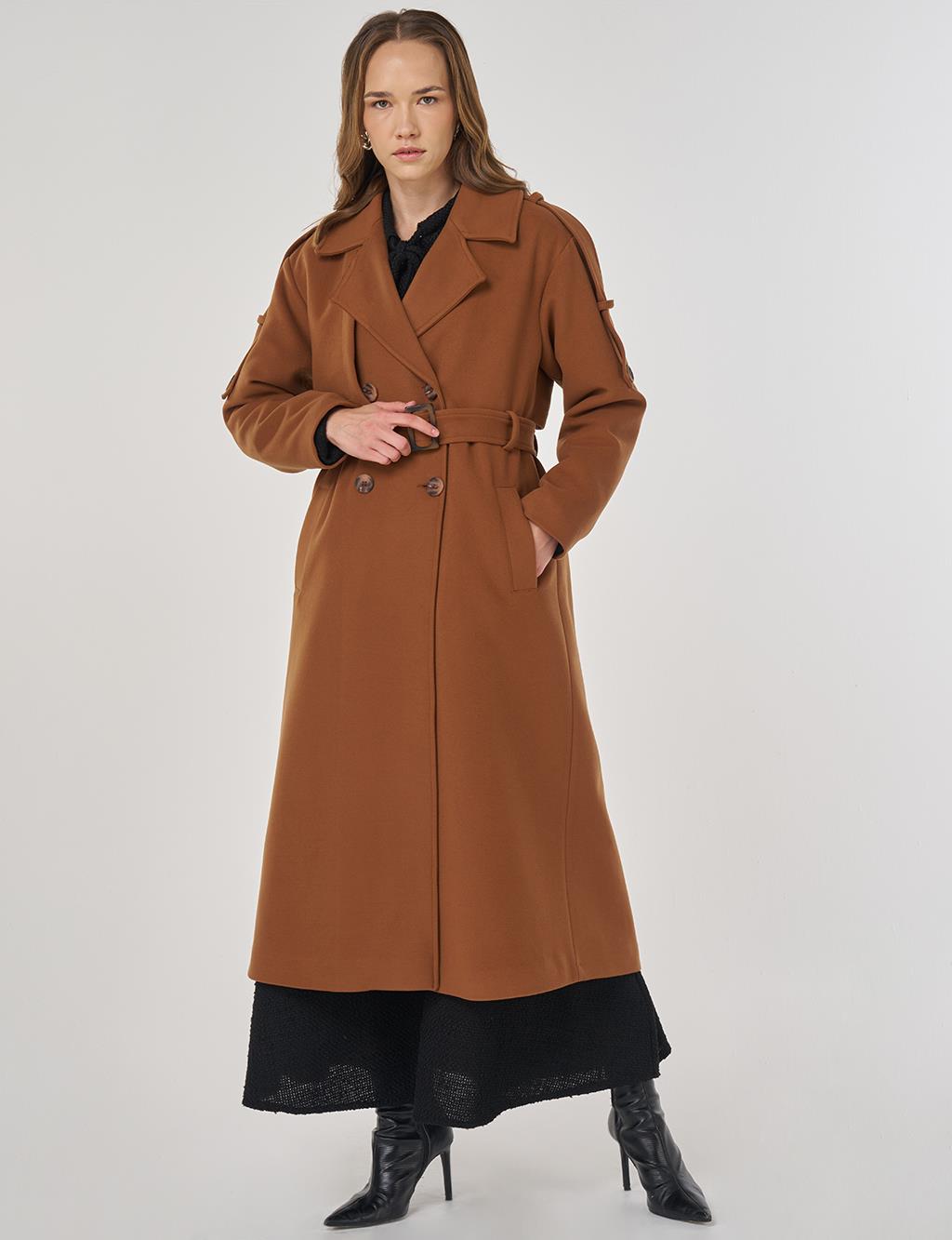 Belted Wool Coat Camel