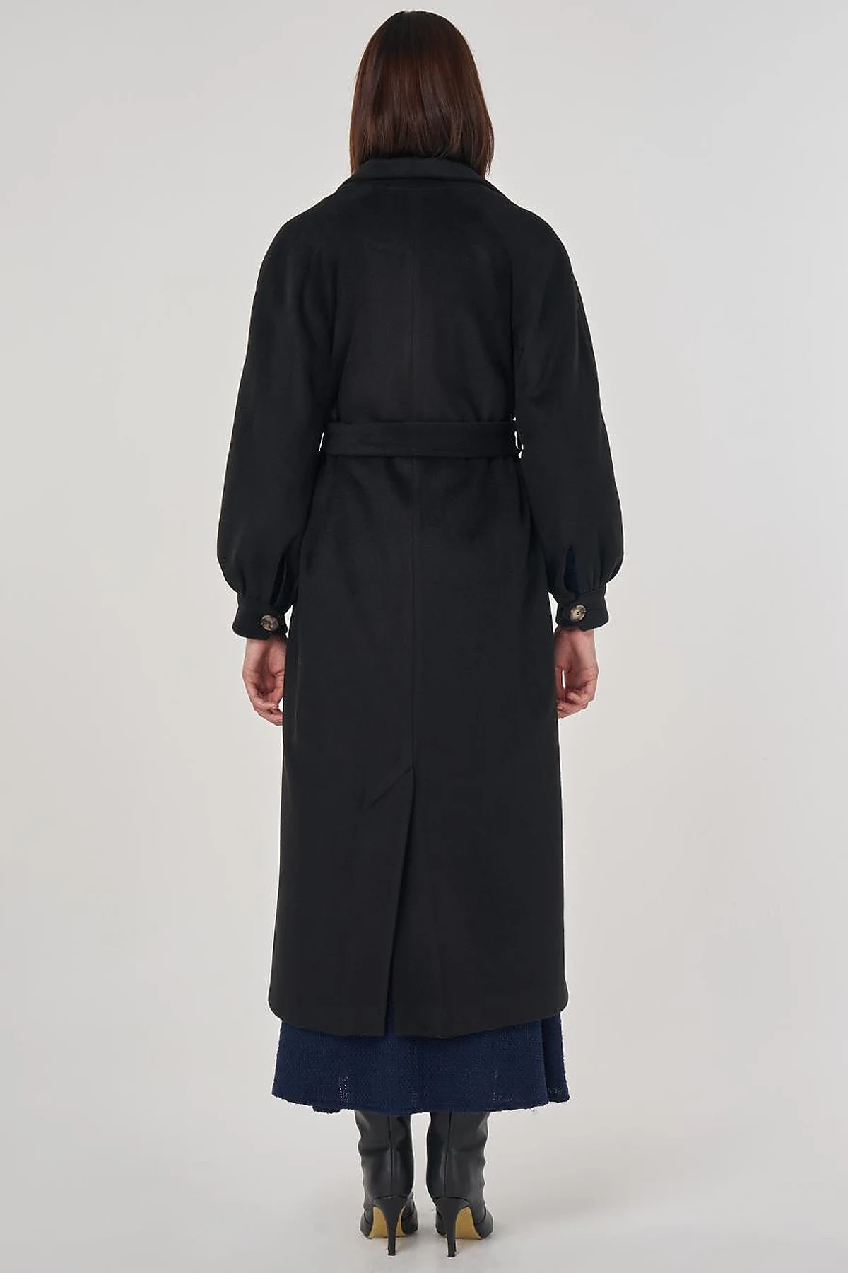 Stand Collar Wool Coat Black