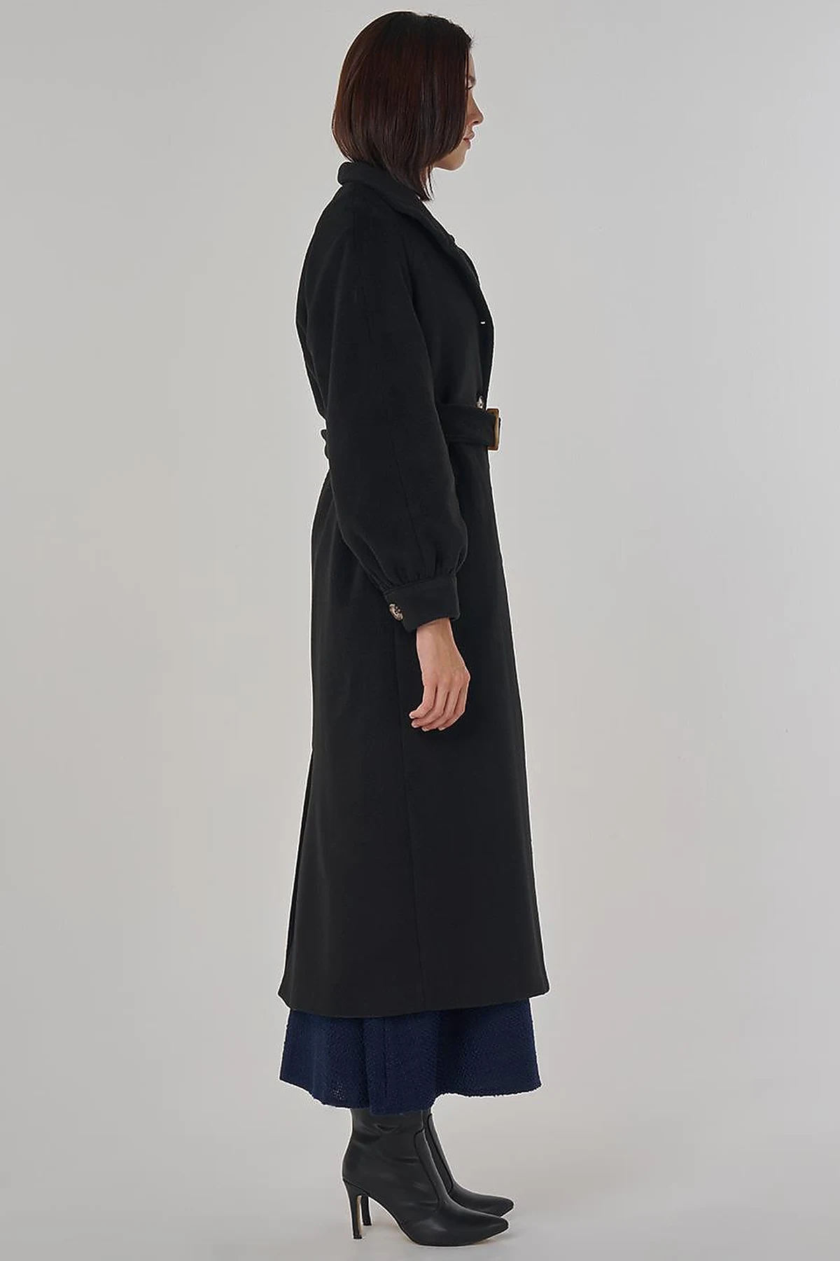 Stand Collar Wool Coat Black