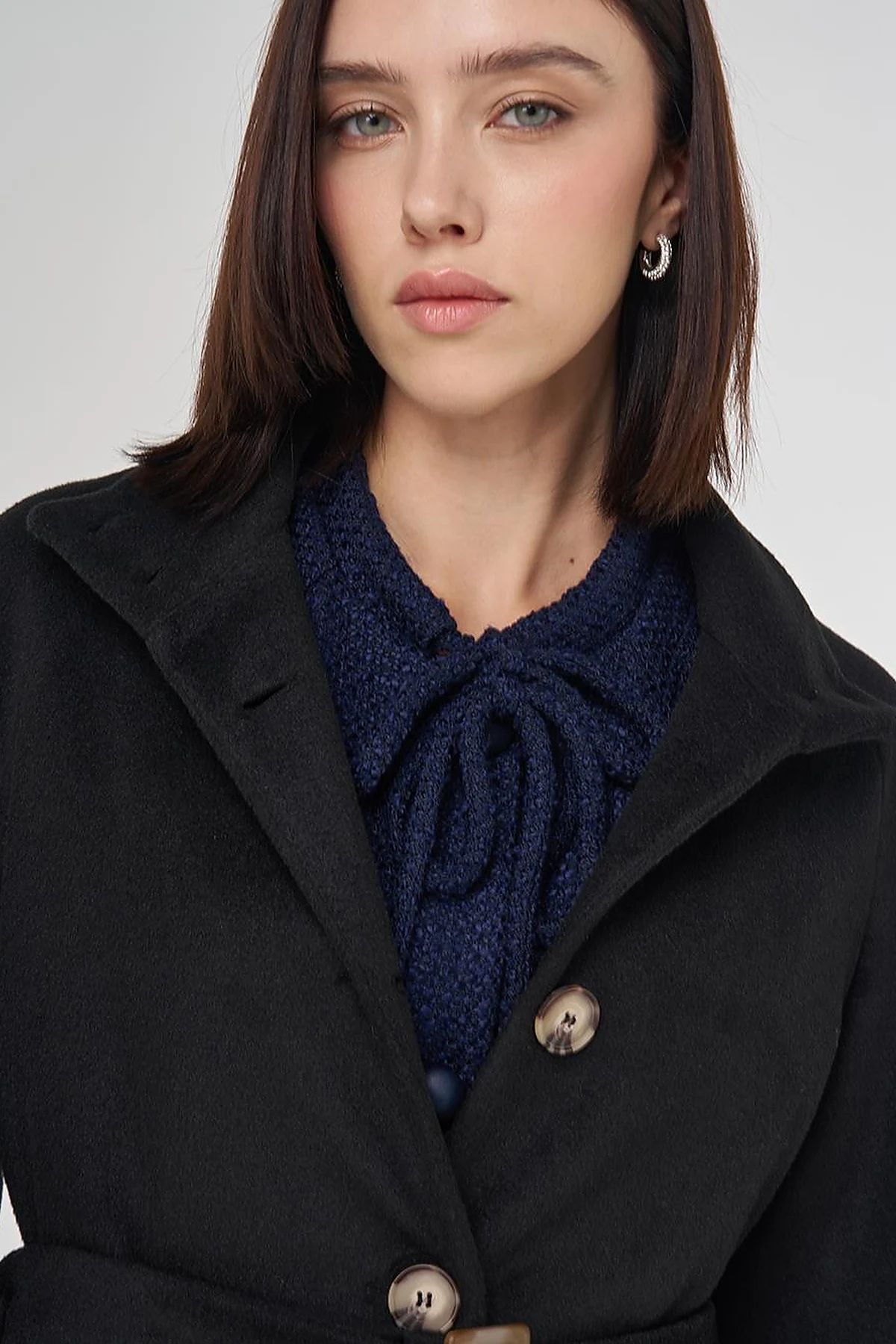 Stand Collar Wool Coat Black