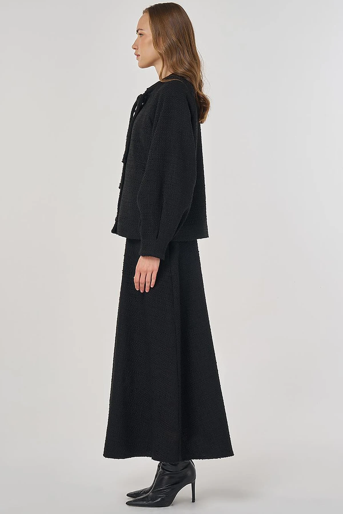Skirted Tweed Set Black
