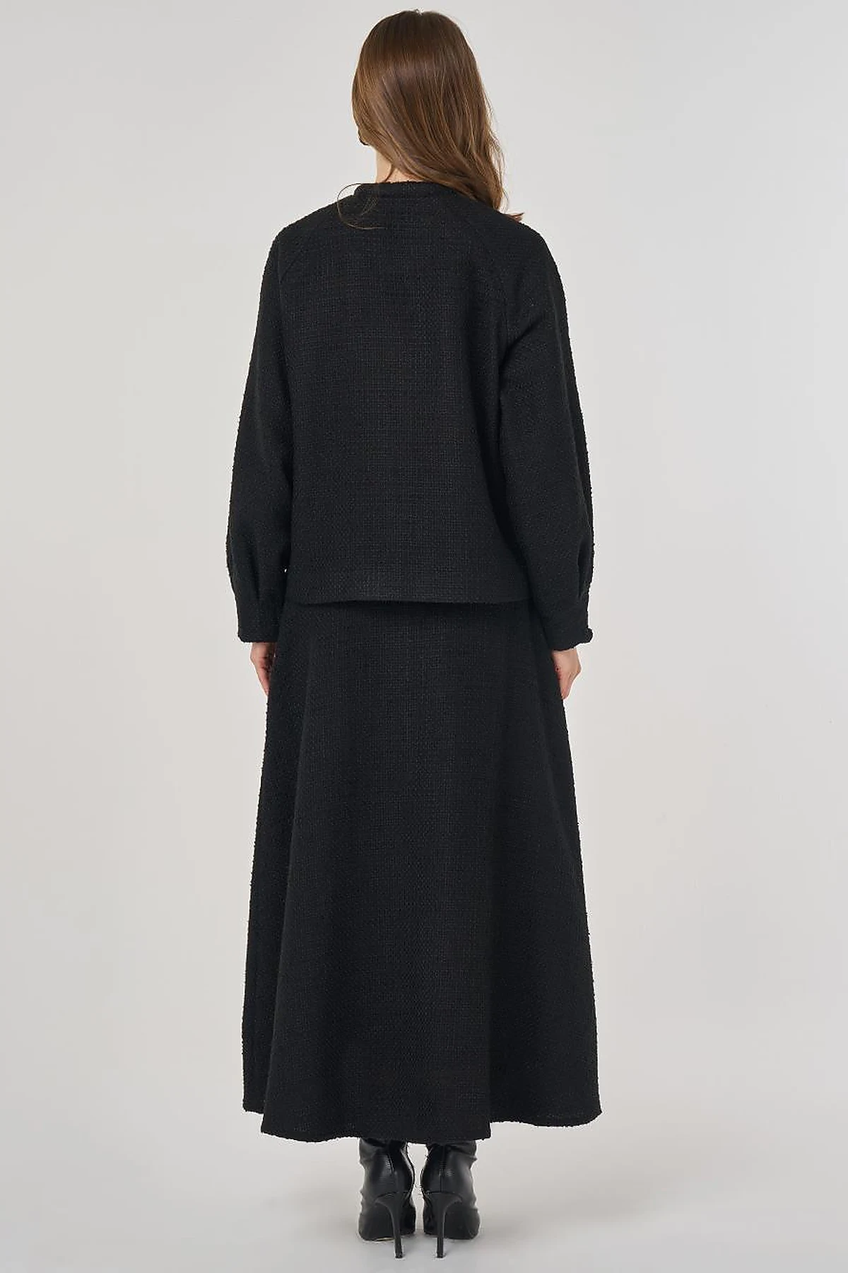 Skirted Tweed Set Black