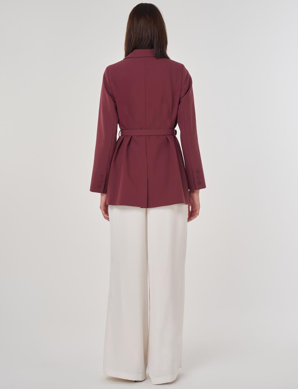 Toka Detaylı Blazer Ceket Bordo 