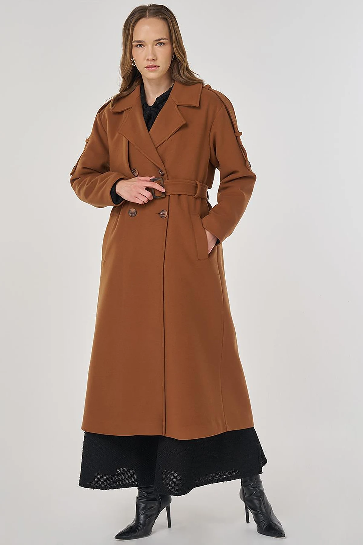 Belted Wool Coat Camel