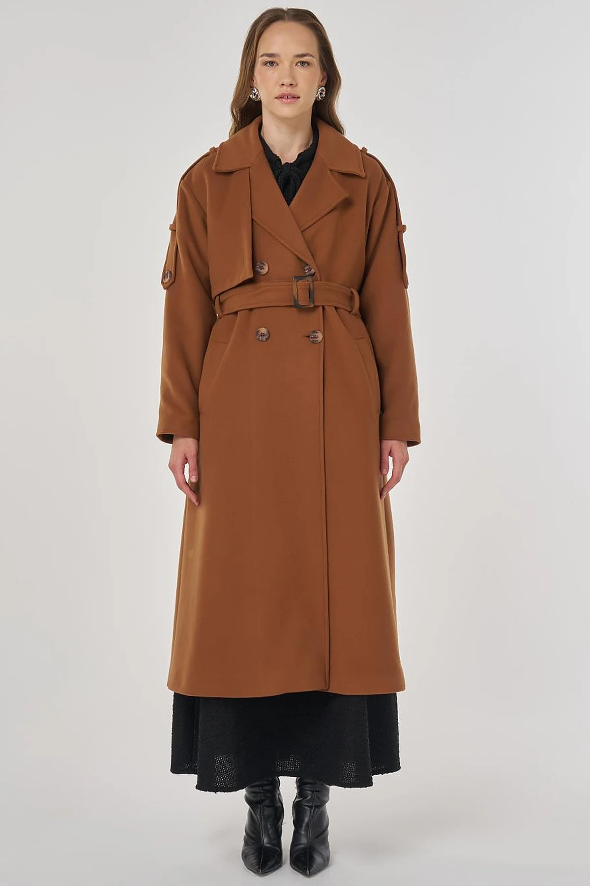 Belted Wool Coat Camel