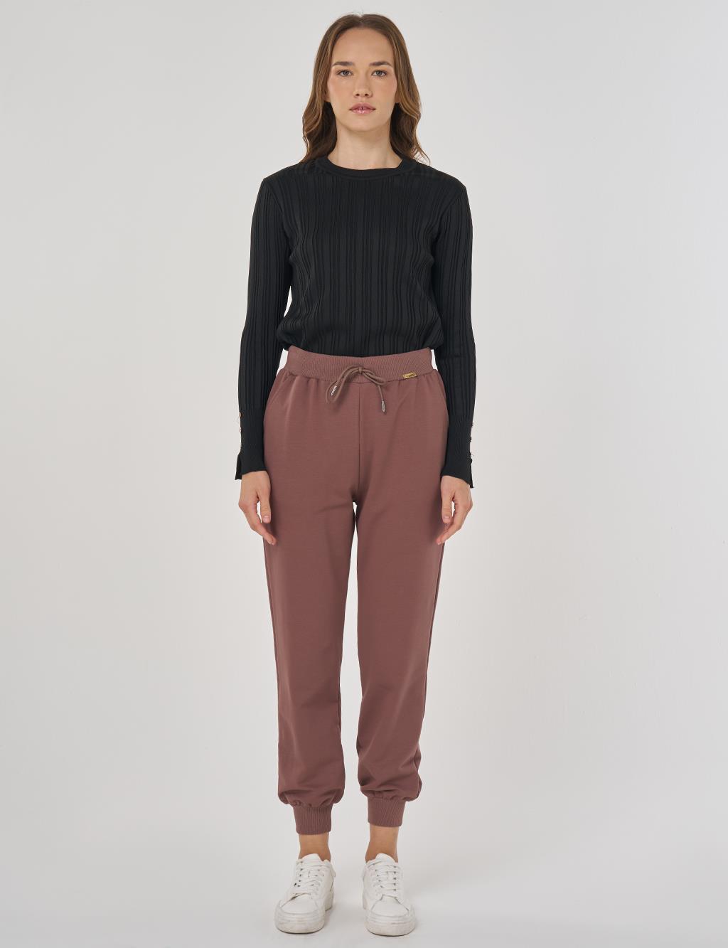 Bağcıklı Jogger Pantolon Kahve 