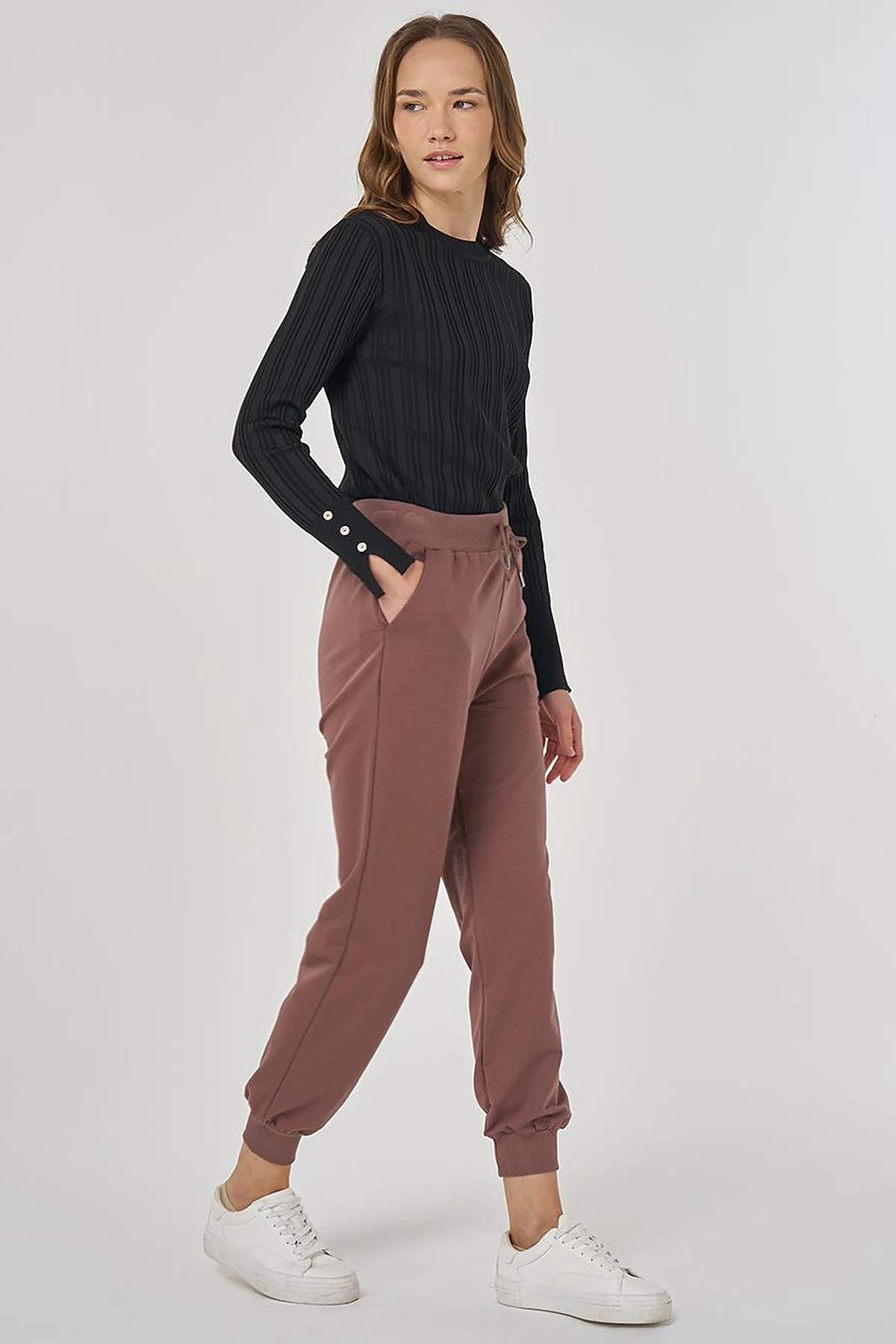 Drawstring Jogger Pants Brown