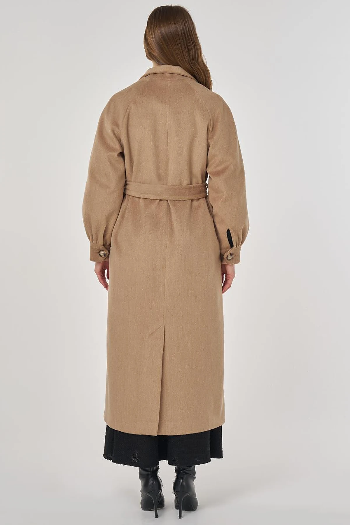 Stand Collar Wool Coat Beige