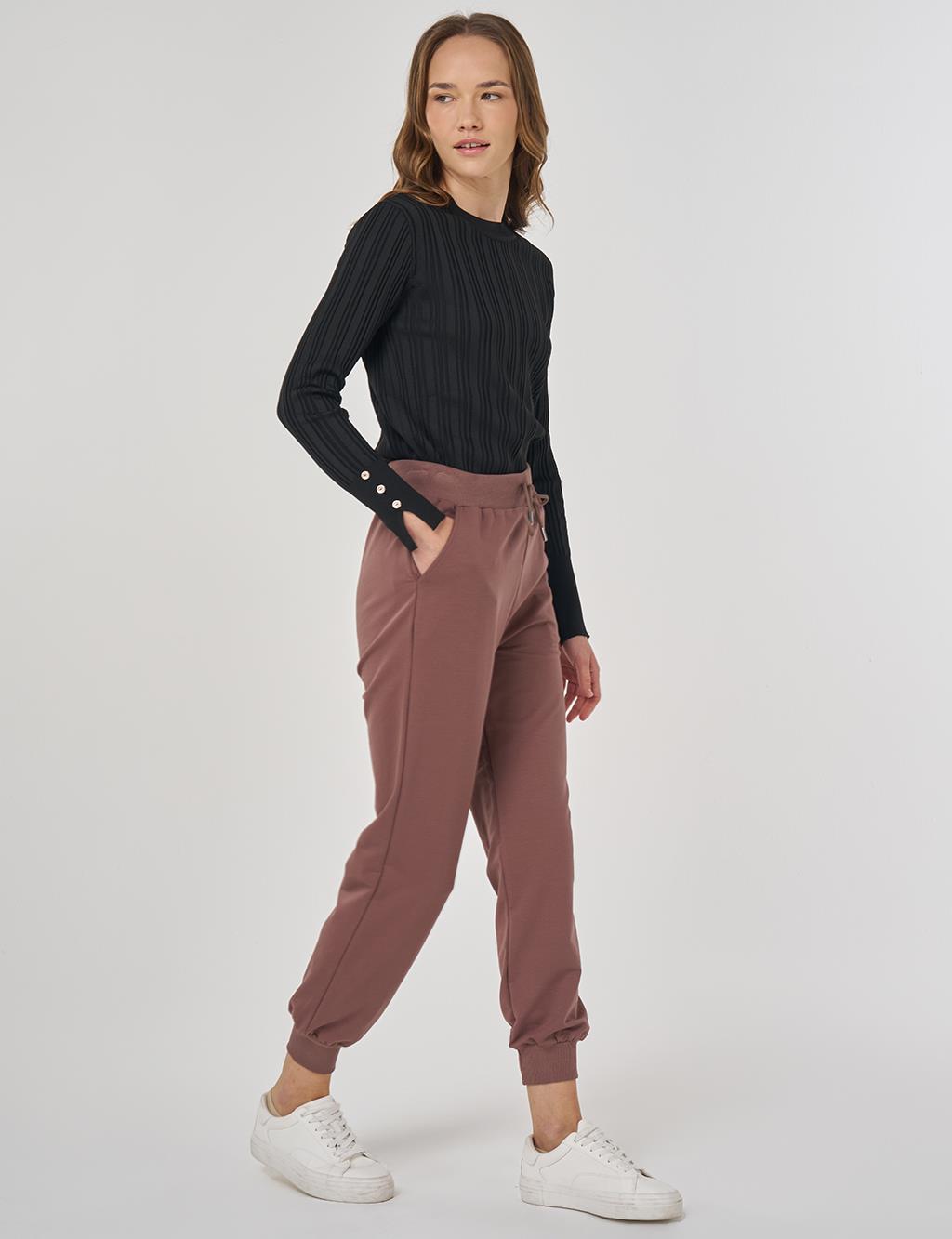 Bağcıklı Jogger Pantolon Kahve 