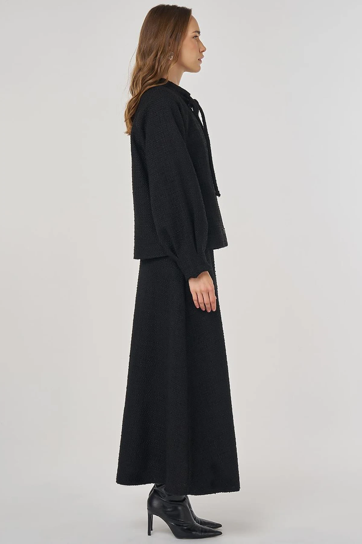 Skirted Tweed Set Black