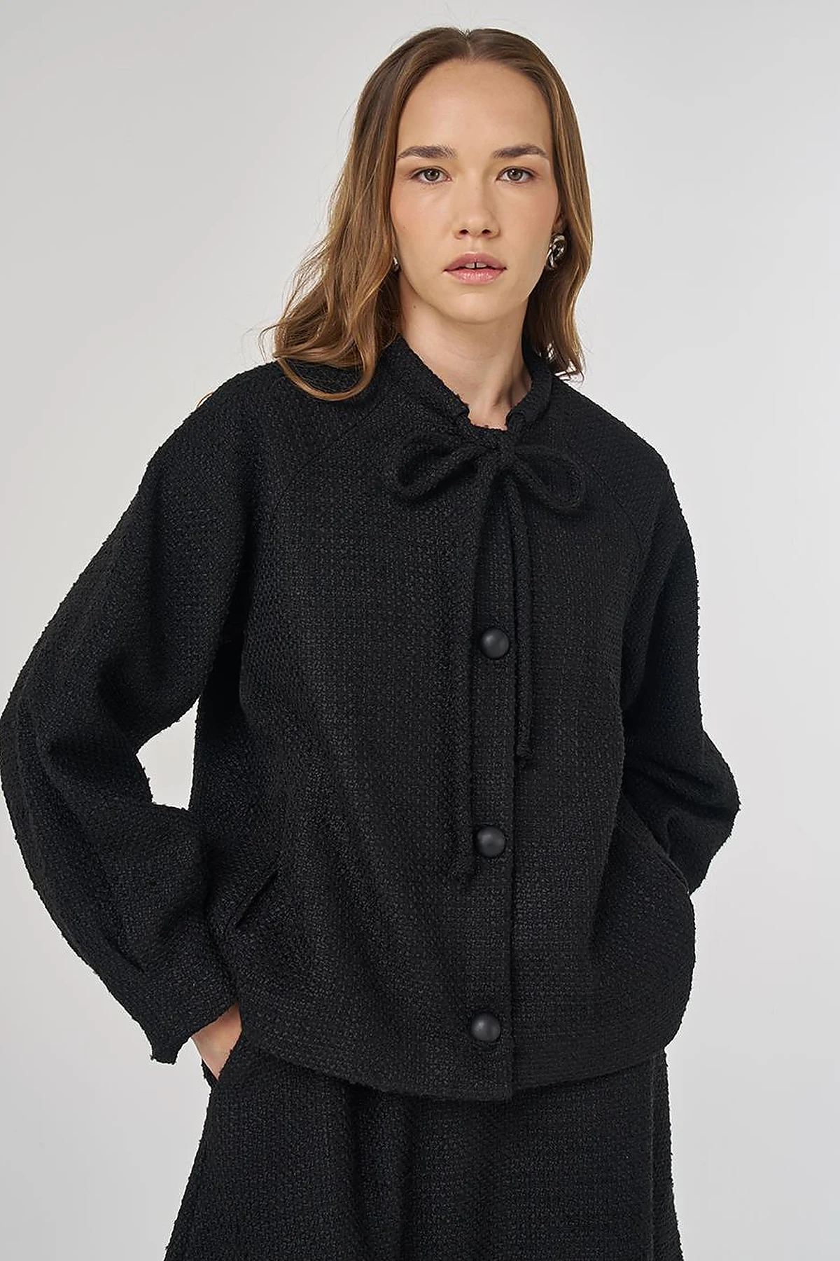 Skirted Tweed Set Black