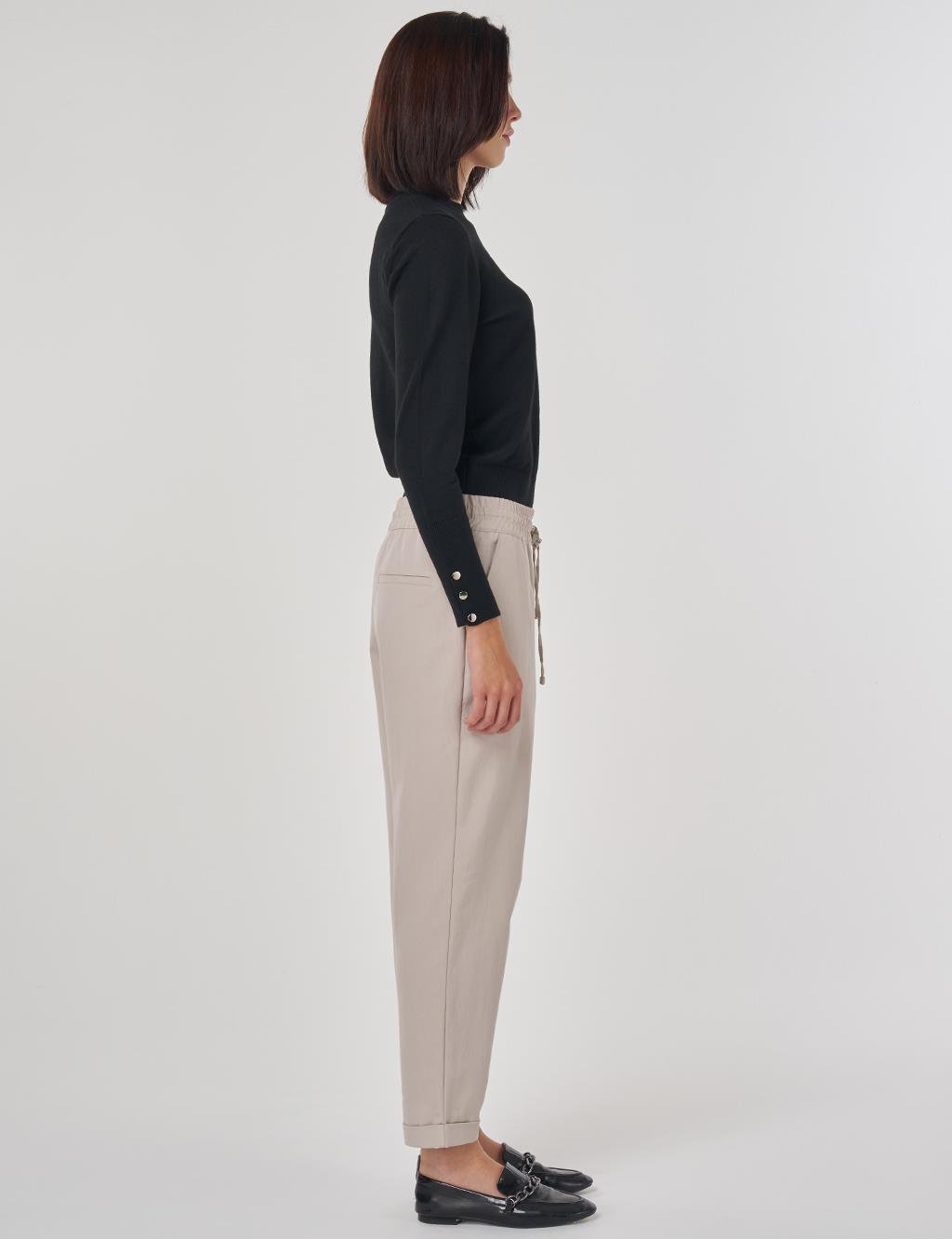Double Cuff Carrot Cut Pants Stone