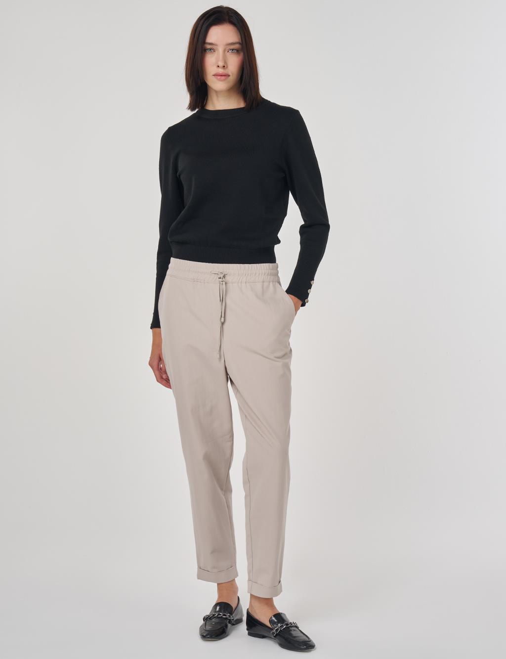 Double Cuff Carrot Cut Pants Stone