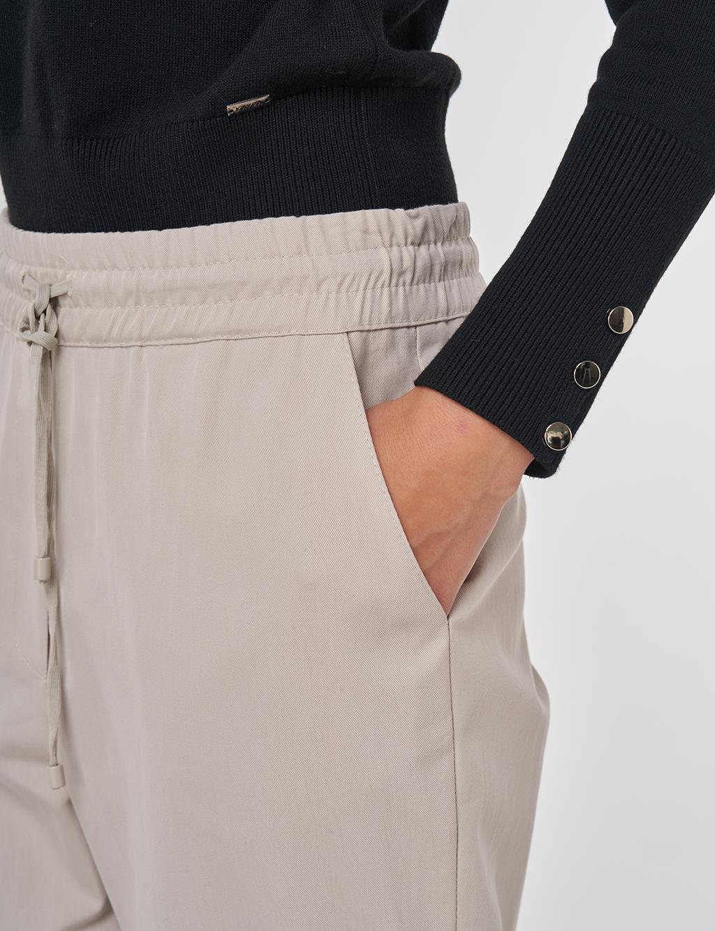 Double Cuff Carrot Cut Pants Stone