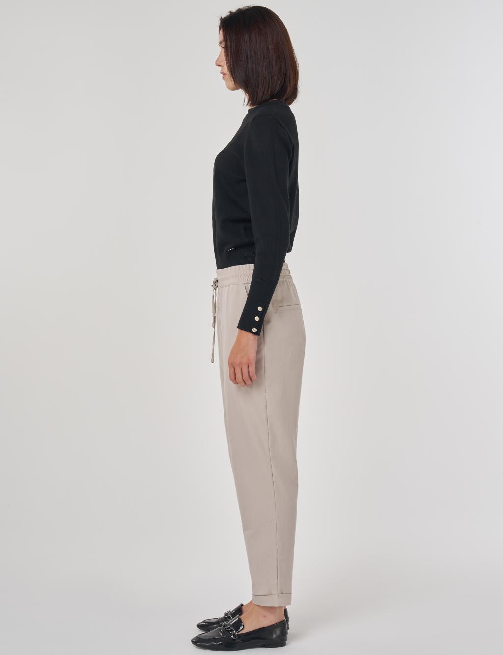 Double Cuff Carrot Cut Pants Stone