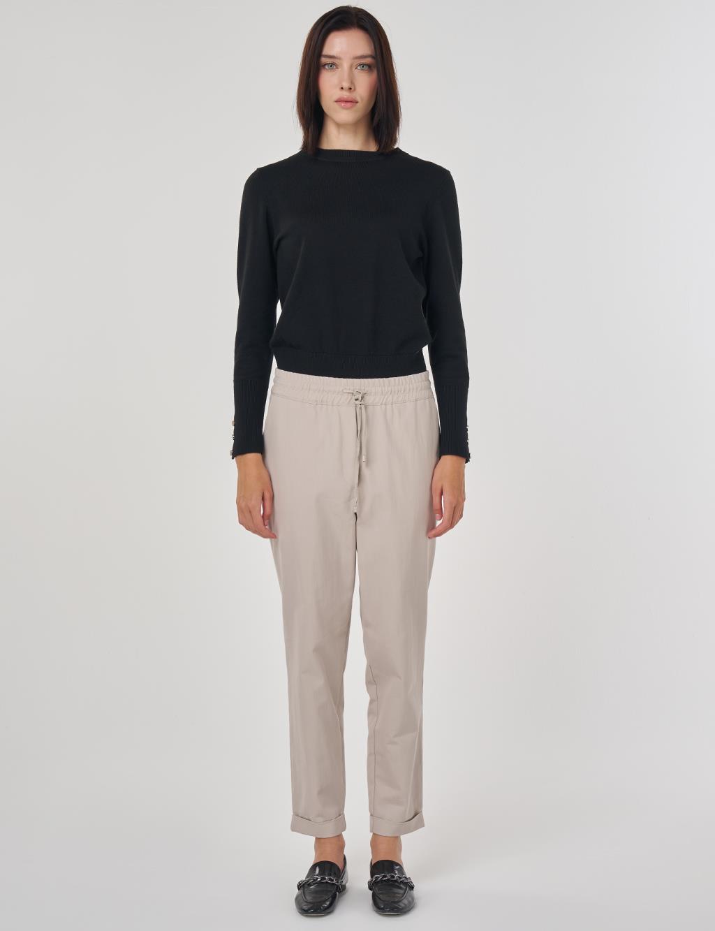 Double Cuff Carrot Cut Pants Stone