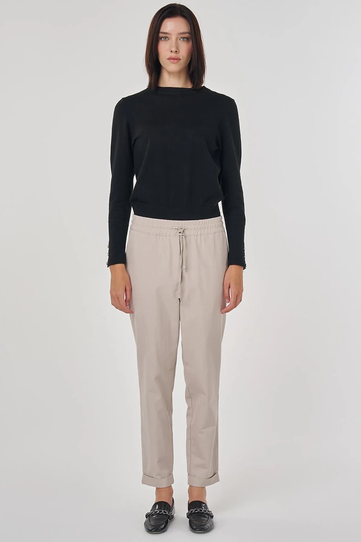 Double Cuff Carrot Cut Pants Stone